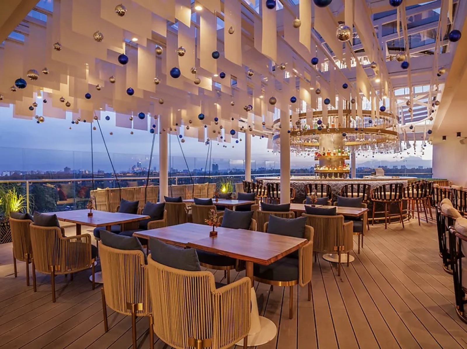 Rooftop restaurant at Gem Forest with views over the city