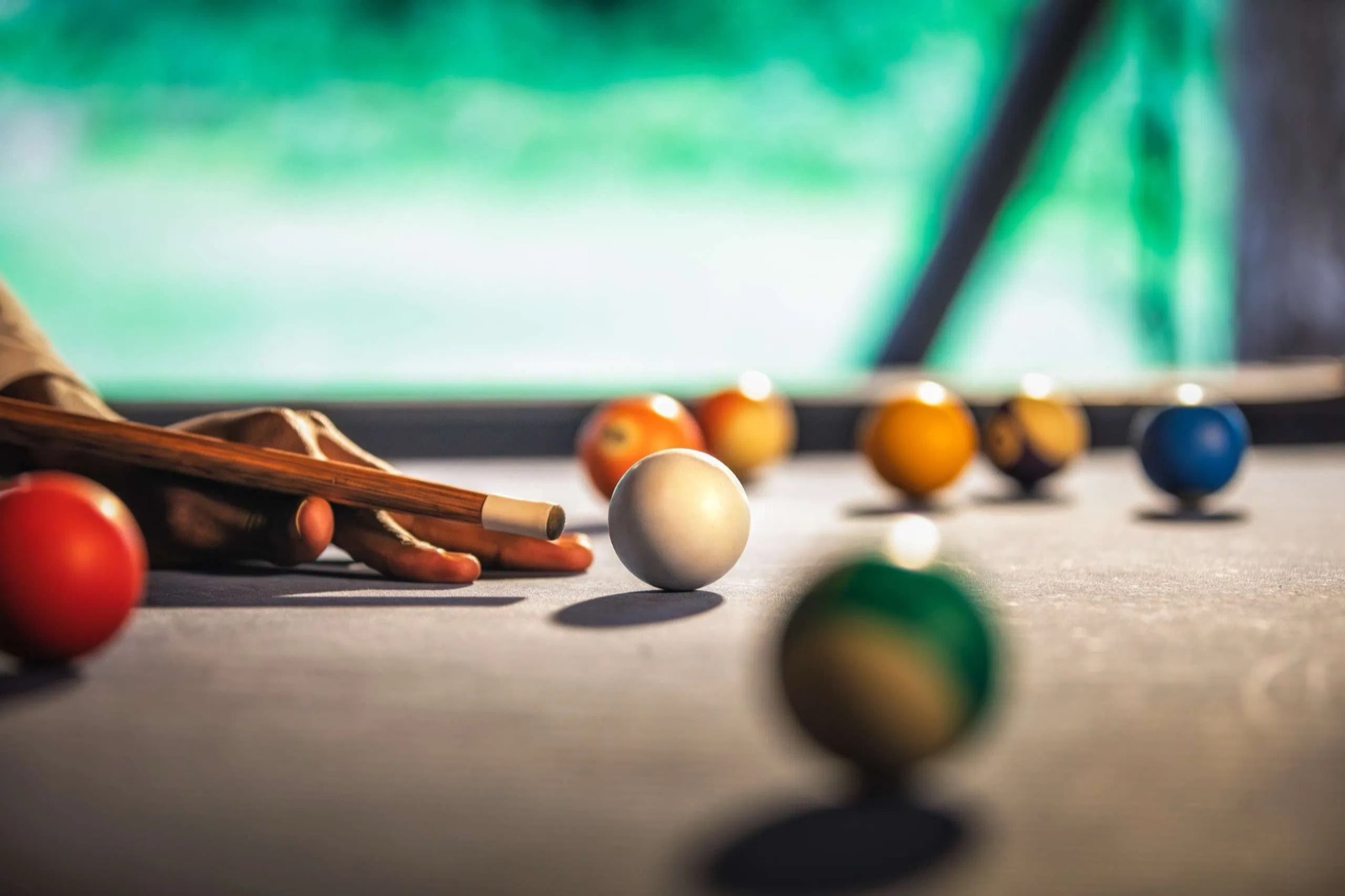 Pool table close-up in the games room
